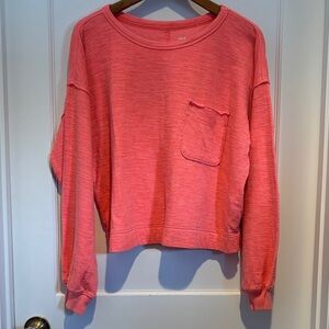 Aerie Endless Summer oversized cropped sweatshirt in heathered neon pink
